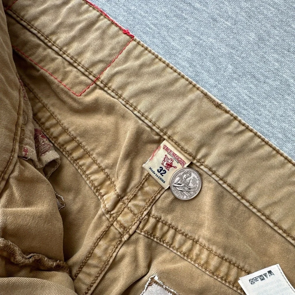 True Religion Men's Slim Jeans Size 32x30 Tan Beige Denim